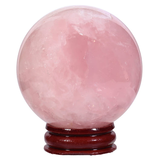TUMBEELLUWA 2.2-2.4 Inches Natural Rose Quartz Crystal Ball with Wood Stand