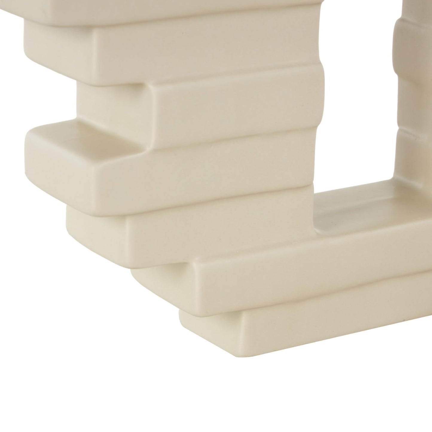 Deco 79 Ceramic Abstract Decorative Vase Centerpiece Vase with Rectangular Center Cutout, Flower Vase for Home Decoration 12" x 2" x 10", Cream