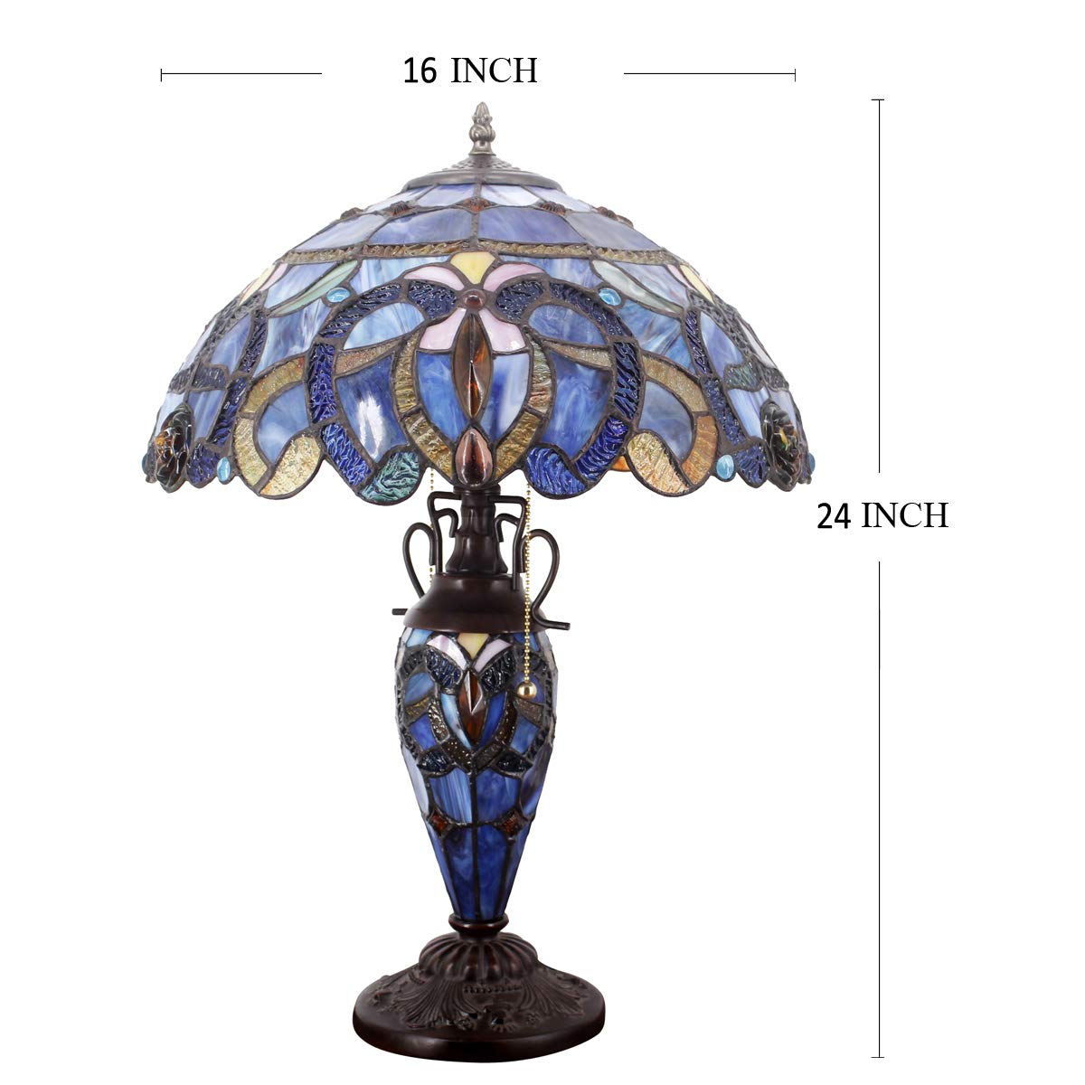 WERFACTORY Tiffany Style Table Lamp Stained Glass Mother-Daughter Vase Lamp
