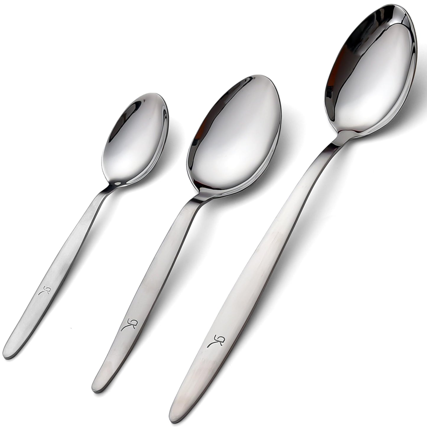BNAZIND Chef Kunz Spoon |3-Pack| 18/10 Stainless Steel Solid Serving Spoon Set | Cooking Spoons for Basting, Plating, Quenelle (Extra Large Medium and Small, Kunz Regular spoon set (3 piece)