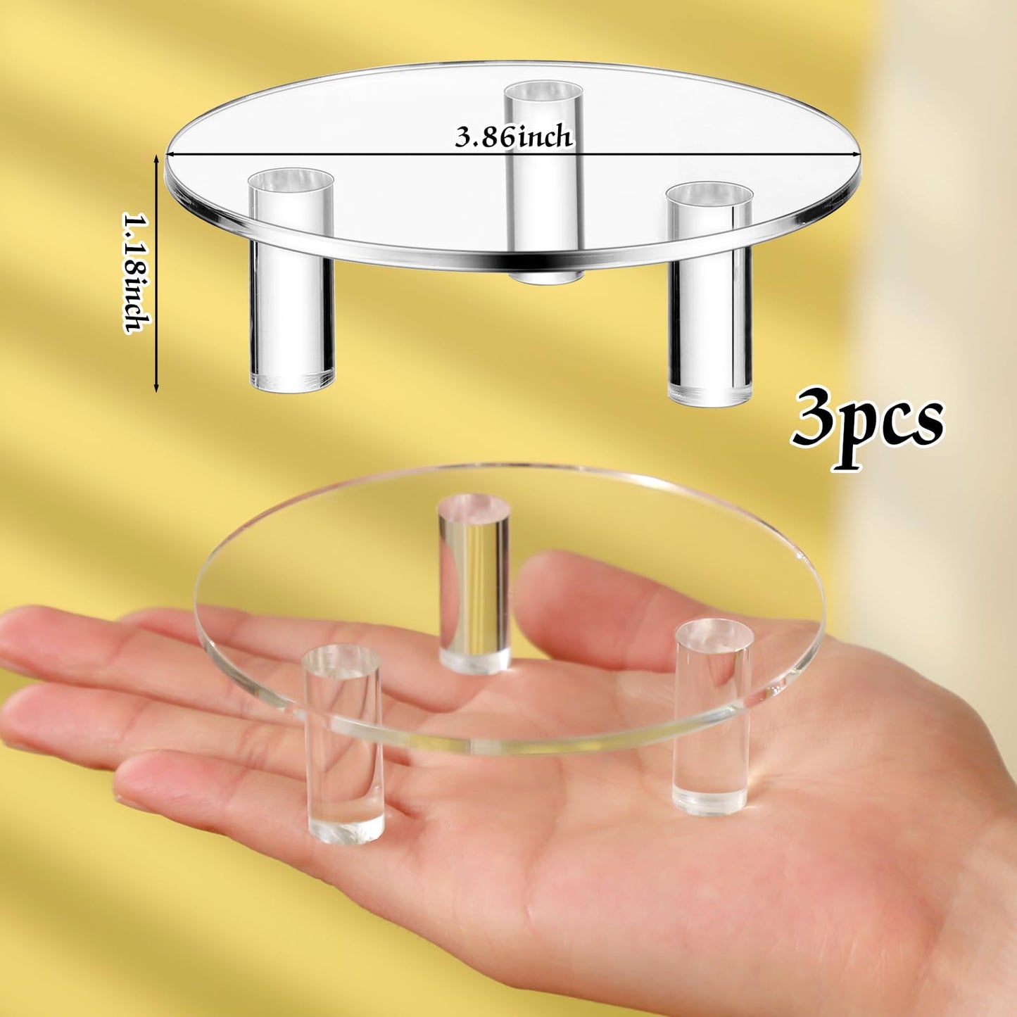 Memorywuu 3 Pcs Acrylic Risers Round 4″ Clear Display Stands Small Cake Candle Plant Jewelry Rings Earrings Figurines Stand for Centerpieces Decor Collectibles Table Organizer