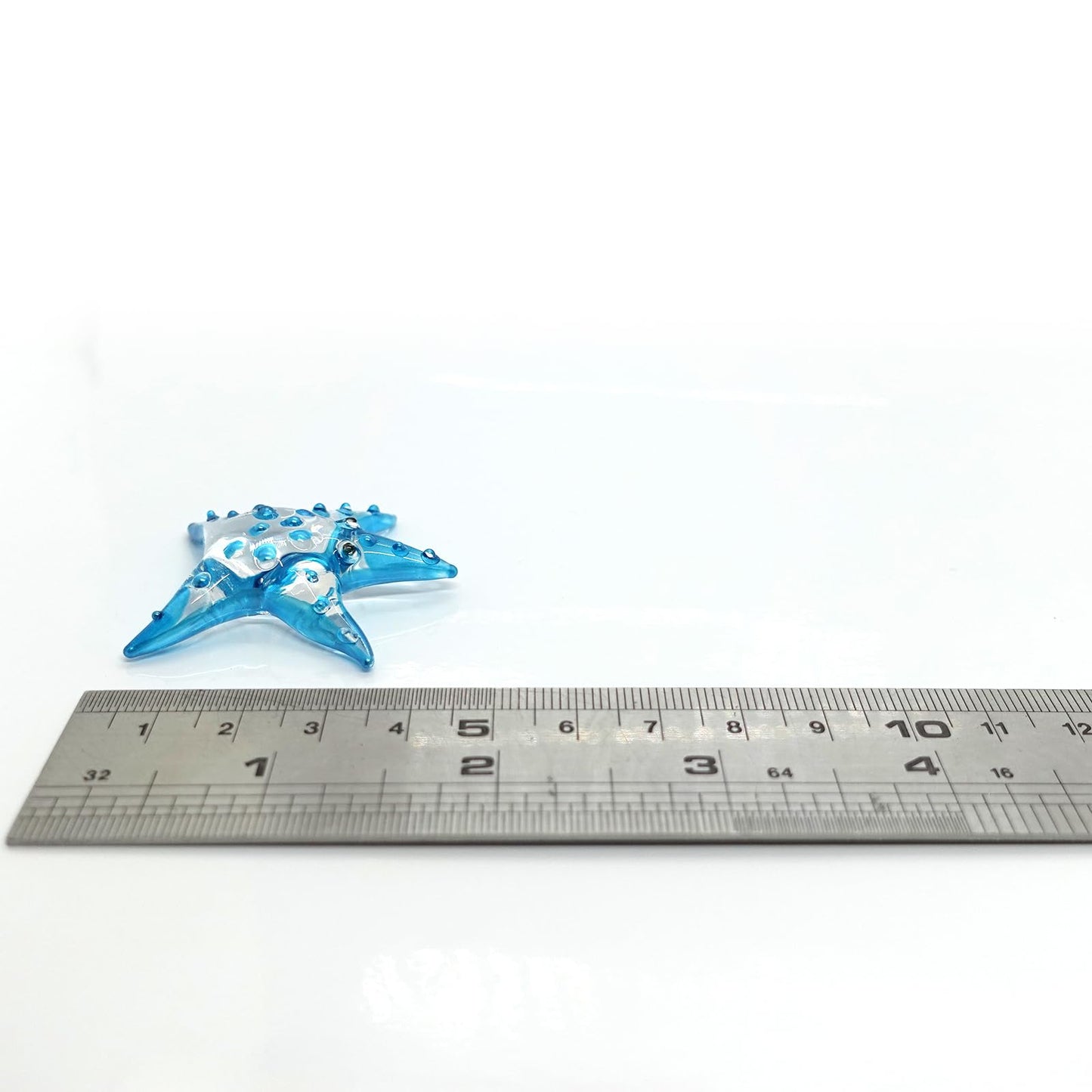 Sansukjai Starfish Tiny Miniature Figurines Animals Hand Painted Blown Glass Art Collectible Gift Decorate (Clear Blue)