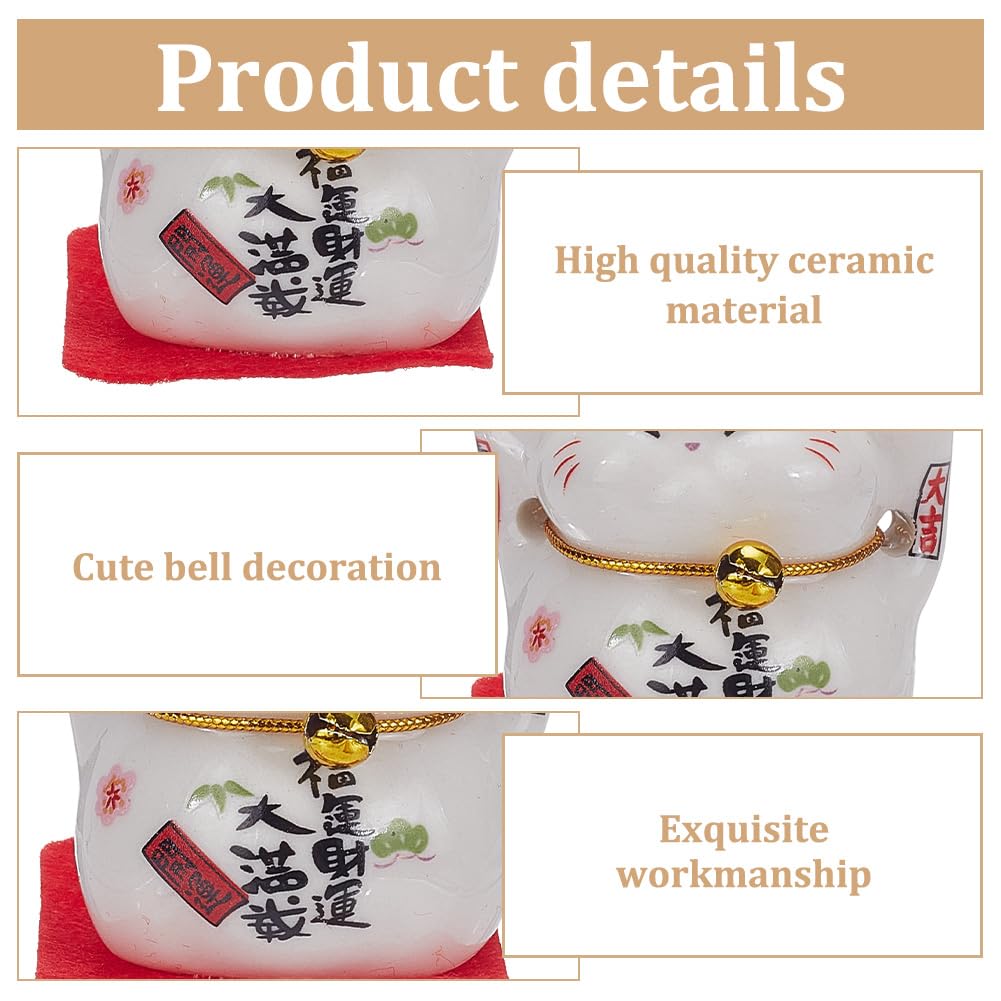 PLIGREAT 8 Pcs Mini Japanese Maneki Neko, Lucky Fortune Cat with Waving Arm Miniature Ceramic Statue Small Cats Desk Ornament Good Luck Fortune Decor for Home Desktop Office Gift