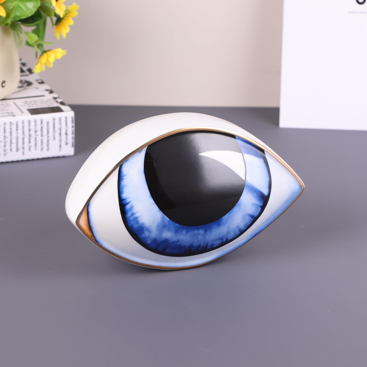 oliruim Big Eye Sculpture, Ceramic Eye Statue, Modern Design Decor Home Living Room, Entryway, Bedroom, TV Stand, Shelf, Spiritual Decor Dining Table Centerpiece (Green)