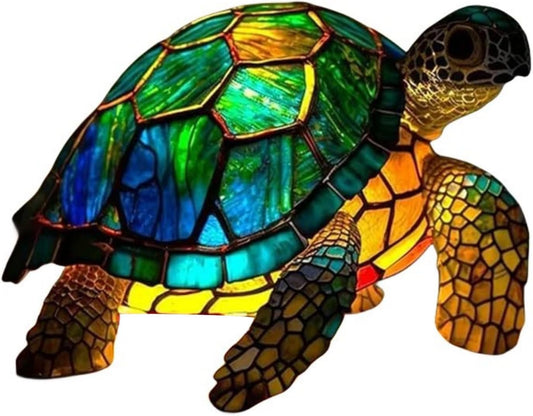 Yevheniy 3D Animal Lamp, Retro Stained Animal Night Light Lamp, Vintage Animals Table Lamp, Bohemian Resin Animal Lamps for Bedroom Living Room Dining Room Nursery Office Home Decoration (Sea Turtle)