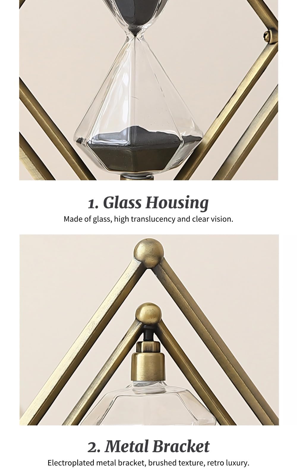 Hourglass 30 Minute Sand Timer, 720° Rotating Antique Sand Clock, Vintage Sand Min Reloj de Large Metal Half Hour Glass Sandglass for Office Desk Home Wedding