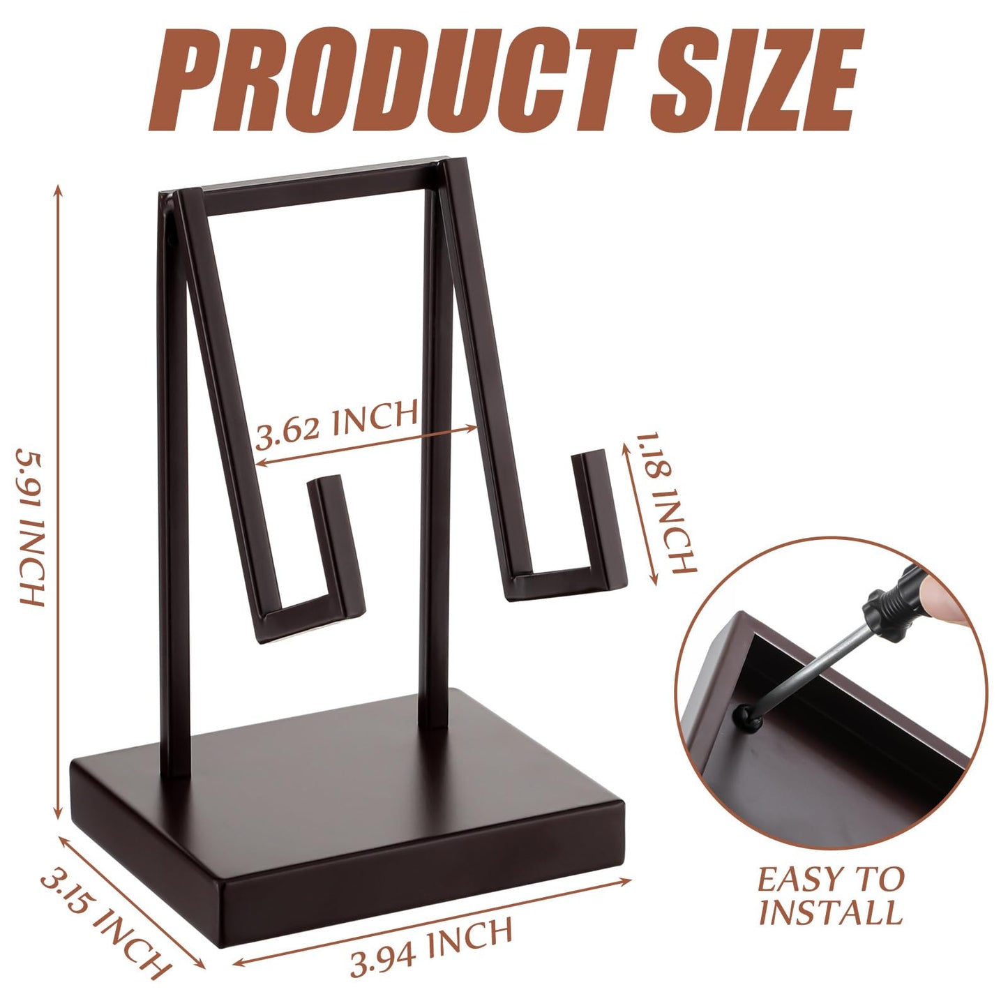 Shimeyao Metal Display Easel Stand Brown Tabletop Easel Stand Modern Abstract Tabletop Display Holder for Books Plate Photo Frame Artwork Record Albums(metal, 6 x 4 x 3 Inch)
