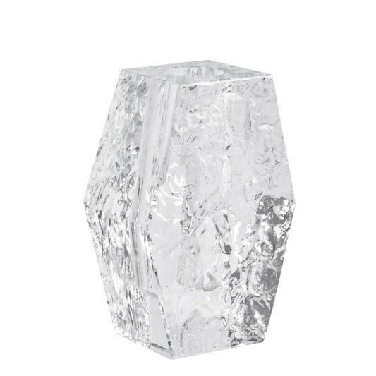 Glacier Series Crystal Vase 4.7-inch High, Modern Crystal Home Office Decor for Living Room Dining Table Centerpieces, Birthday and Wedding