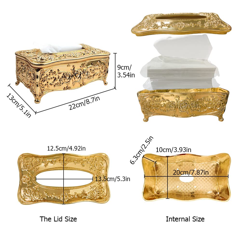 Luxurious Rose Tissue Box Holder, Stylish Bling Acrylic Tissue Box Cover for Bathroom Vanity Countertops, Bedroom Dressers, Night Stands, Desks & Tables (Silver)