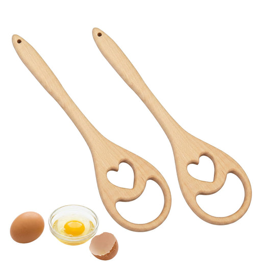 2 Pcs 12.8" Heart Wooden Danish Dough Whisk 2 Hole Sourdough Bread Mixing Supplies Personalized Dutch Whisk for Pizza Pastry Cake Egg Batter Baking, Flow-Through Design a gift for baking enthusiasts