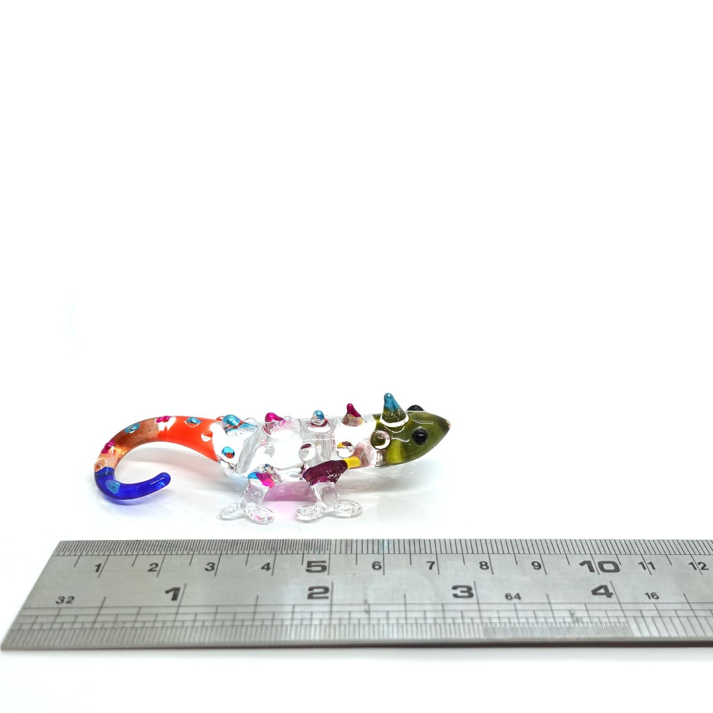 Sansukjai Chameleon Miniature Tiny Hand Blown Glass Art Figurines Animals Collectible Gift Home Decorate (Multicolor)