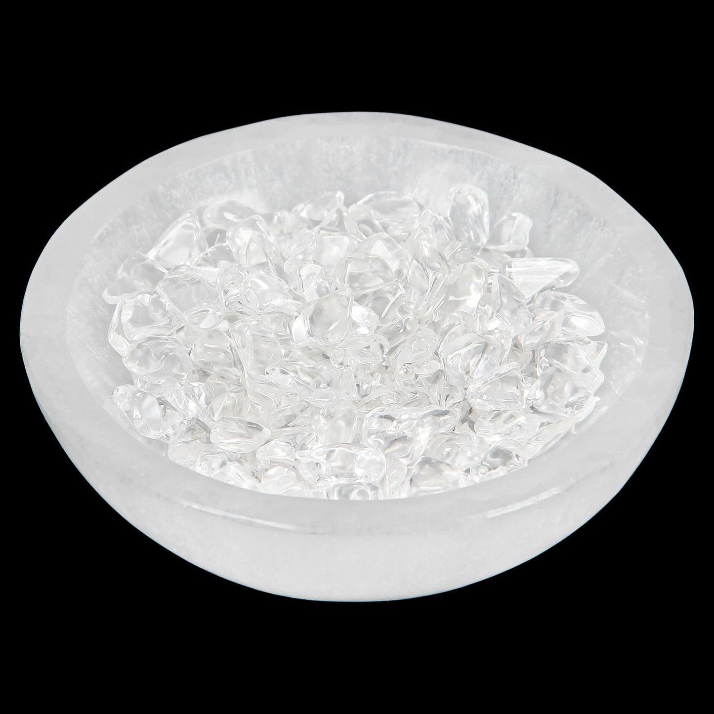 Orientrea 4" Selenite Crystal Bowl with 100g Clear Quartz Chips- Selenite Charging Bowl for Energy Cleansing, Charging, Meditation, Home Decor & Crystal Healing