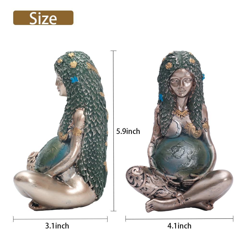 SHOWFEICAT Goddess Statue, Gaia Statue Mother Earth Nature Moon Statues, Resin Witchy Spiritual Figurine Home Room Decor Garden Decoration Earth Day Decoration