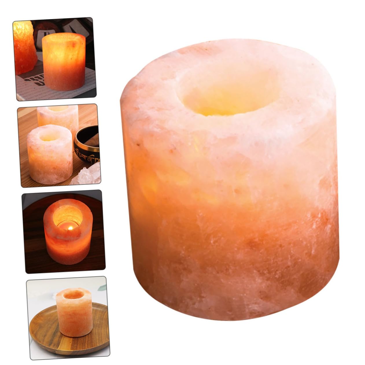 Alipis Himalayan Crystal Salt Candle Holder for Meditation Yoga Home Decor Votive Candle Stand 100% Natural Rustic Design for Table Centerpieces and Spiritual Spaces