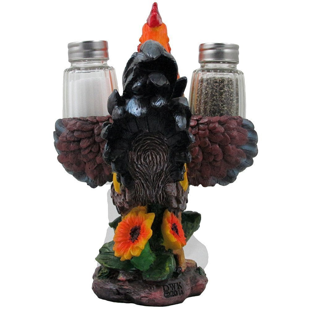 Decorative Farm Rooster Salt and Pepper Shaker Set with Holder Figurine for Rustic Country Kitchen Decor Sculptures & Collectibles As Gifts for Farmers