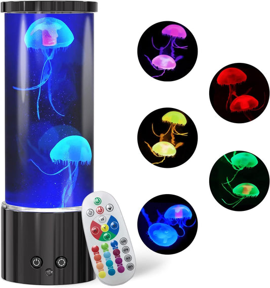 KIKILIVE Jellyfish Lamp, LED Jellyfish Tank Table Lamp with Remote Control,17 Color Changing Dimmable Jellyfish Night Light for Home Decor & Christmas Birthday Gifts