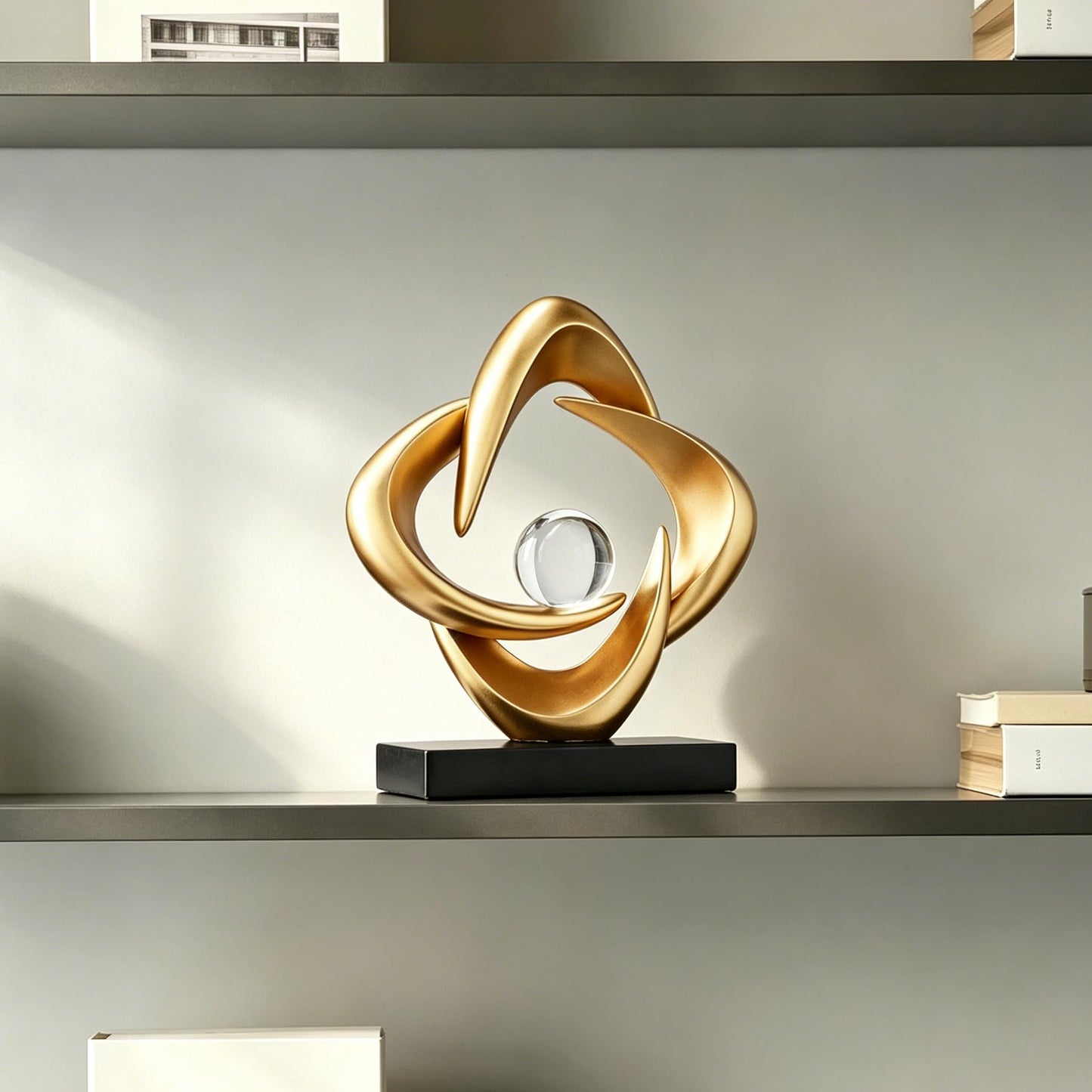 AWNR Gold Abstract Sculpture House Decor Aesthetic - Home Décor Accents for Nightstand, Shelves, Dining Room, Entryway Table, Office, Desk Accessories (Gold C)