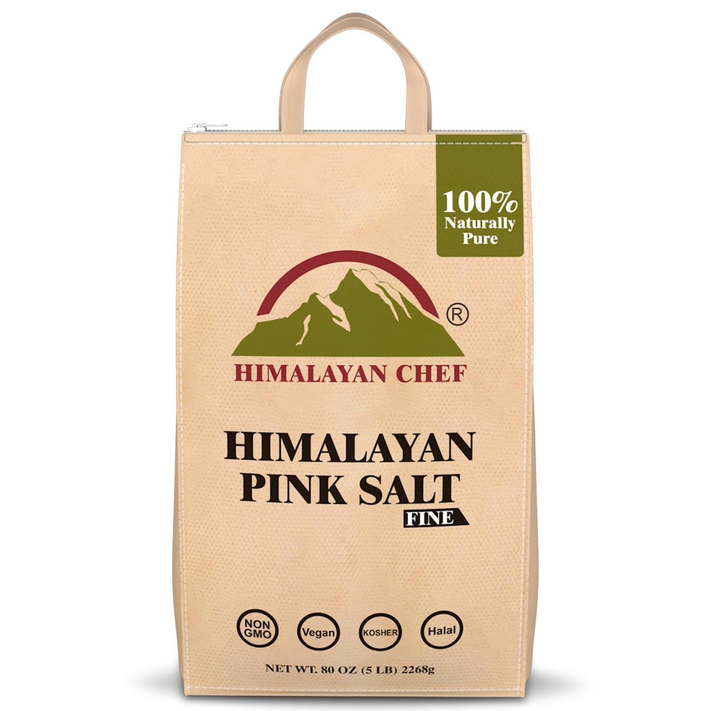 Himalayan Chef Himalayan Pink Salt - 5 lbs Fine Grain Bulk Bag - Kosher and Vegan, 100% Natural and Pure Gourmet Crystal - Contains 84 Minerals,