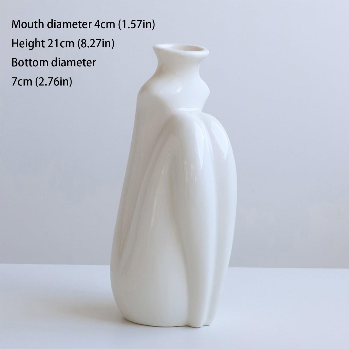 Abstract Body Shaped Ceramic Vase, Artistic White Ceramic Flower Vase for Home Decor, Table Centerpiece, Modern Aesthetic, Sitting Posture 8.27'' H