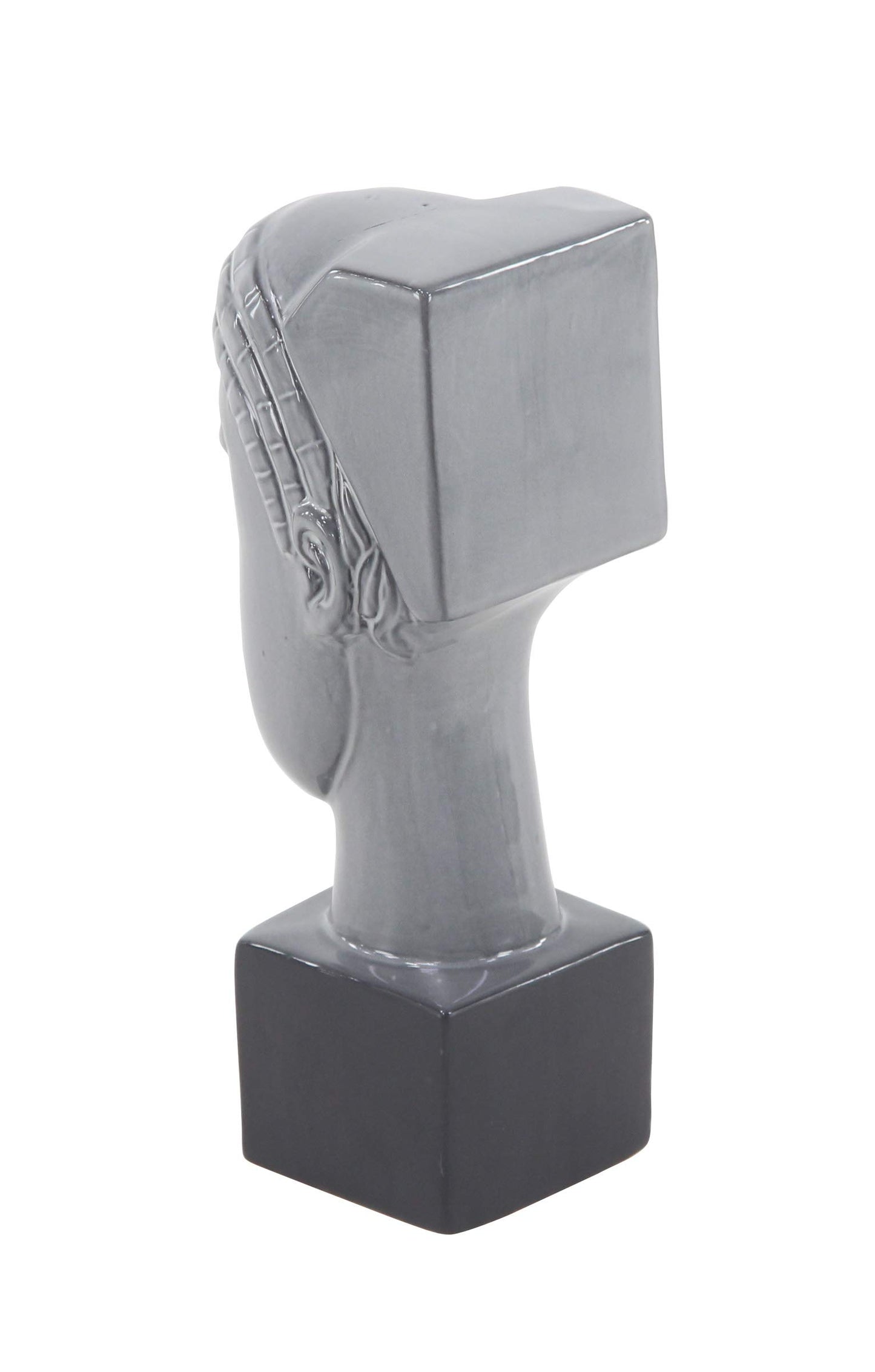 Deco 79 Ceramic People Face Sculpture, 4" x 5" x 12", Gray