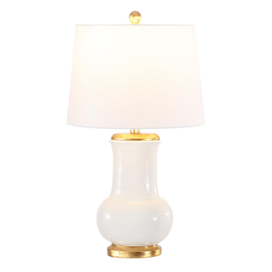 SAFAVIEH Lighting - Emberson 25-Inch Ceramic Table Lamp - Ivory & Gold - Contemporary Sculpted Body Design - Ideal for Living Room, Bedroom - LED Bulb Included (TBL4414A)
