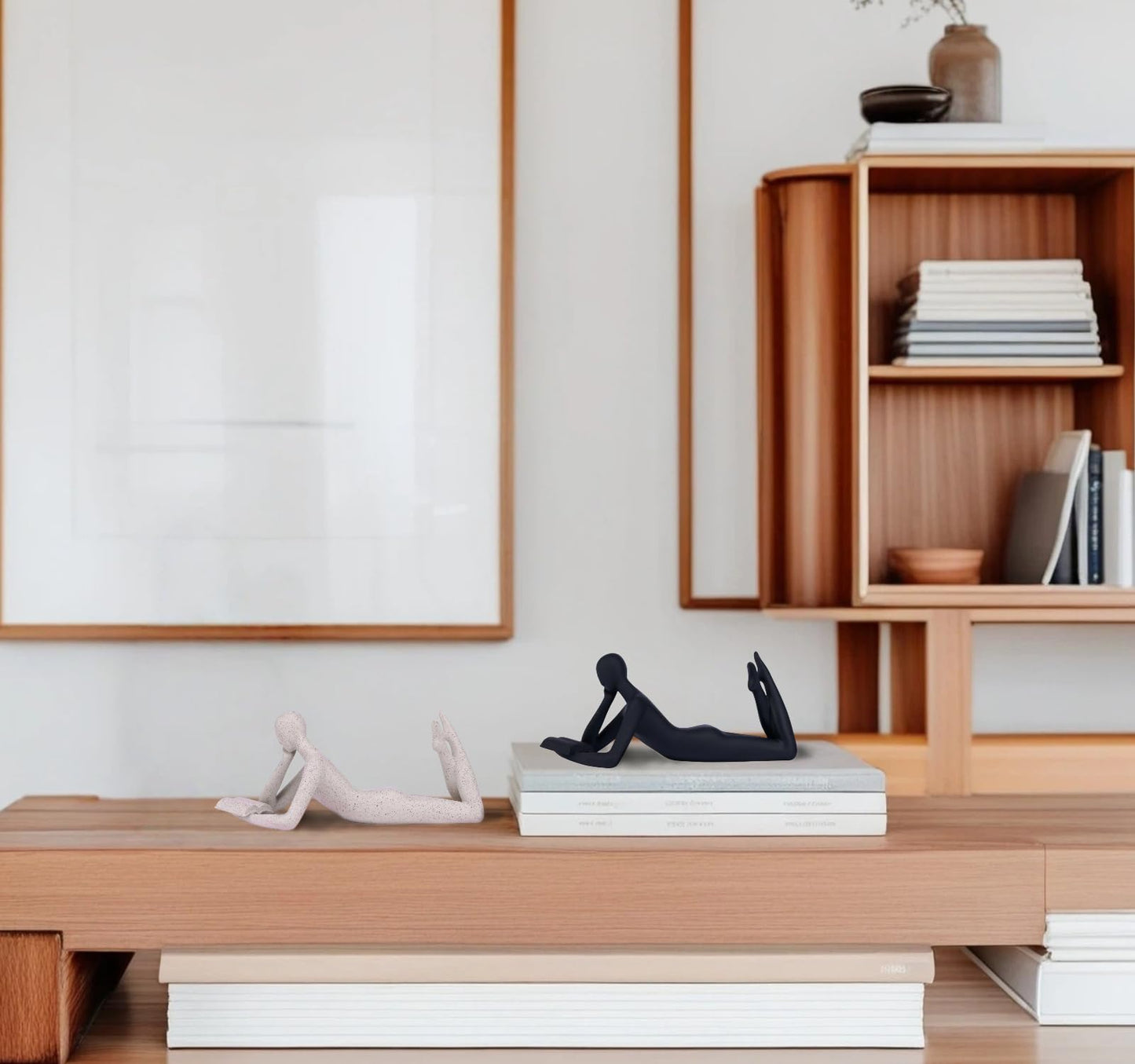 ZMLOOK "Reading Woman Thinker Sculpture is a Modern Abstract Decorative piece, a Favorite Among Book Lovers and Thinkers, Suitable for Placement in Living Rooms, Offices, and bedrooms. (Sandstone A)