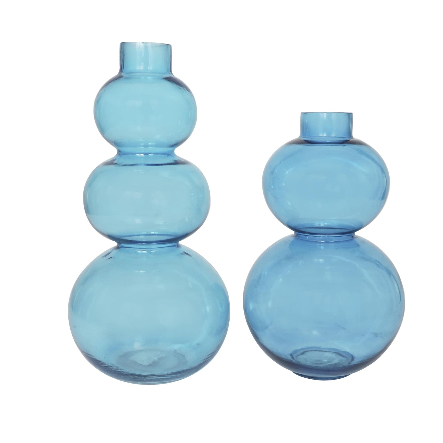 Deco 79 Glass Decorative Vase Bubble Centerpiece Vases with Various Sizes, Set of 2 Flower Vases for Home Decoration 14", 11" H, Blue
