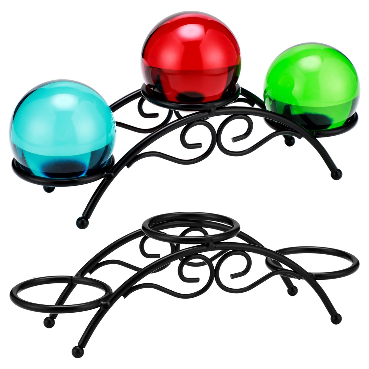 Frienda 1 Pcs Sphere Holder Crystal Stands for Display Eggs Display Stand Ball Holders Metal Sturdy Iron Multi-sphere Crystal Ball Sphere Globe Office Home Decor Ornament (7 Inch,Black)