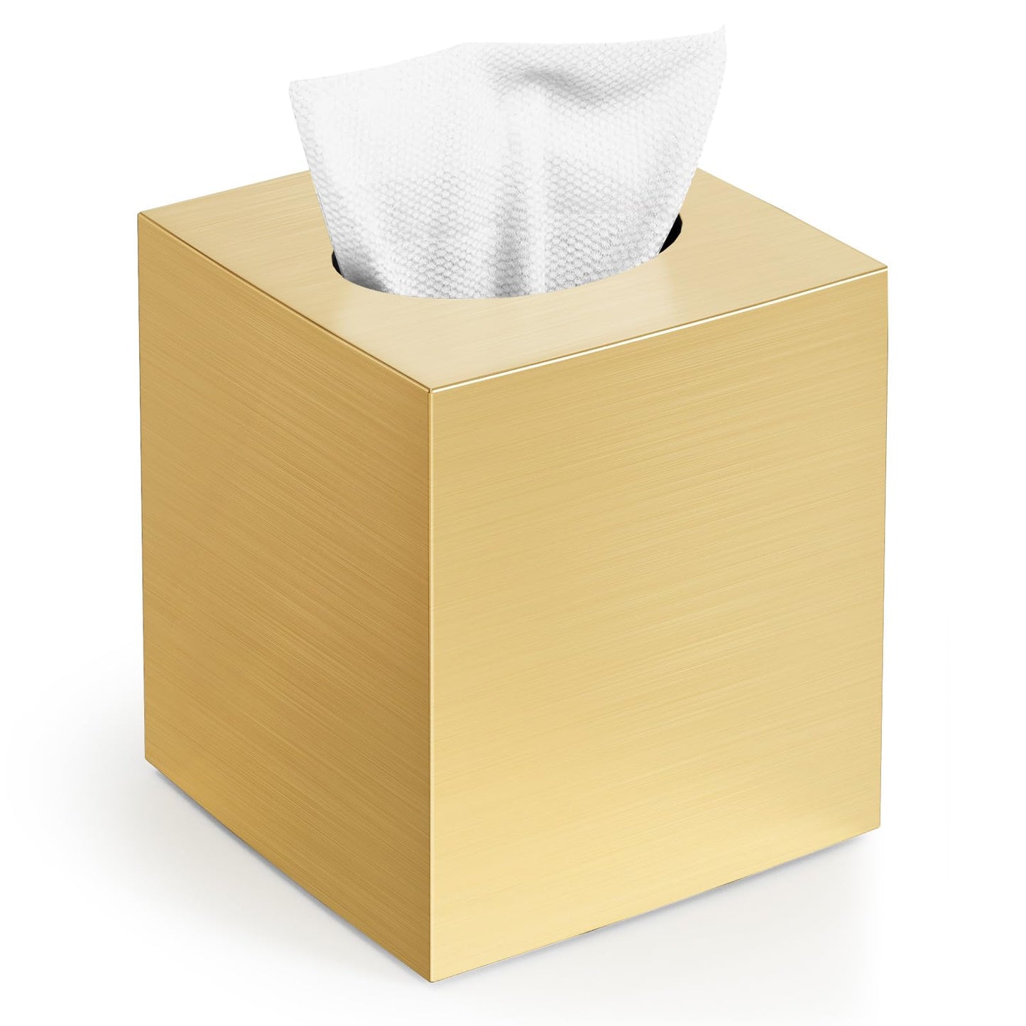 Tissue Box Cover, Square Modern Facial Acrylic Tissue Holder Napkin Dispenser Accessories for Bathroom Vanity Countertop,Bedroom Dresser,Night Stand,Desk,Office(Gold)