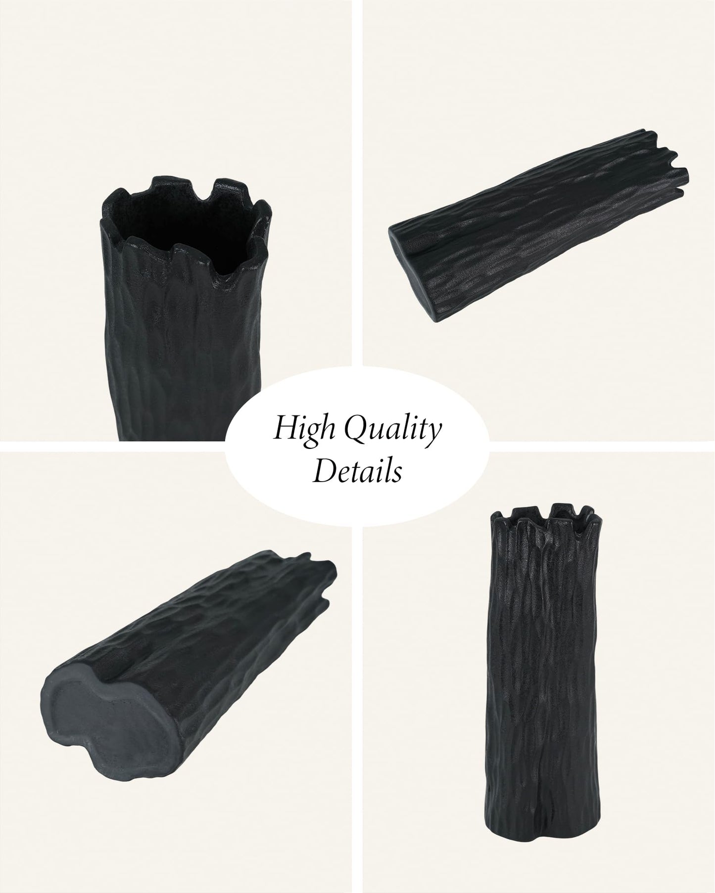 OOSTONEE Matte Black Flower Vases Home Decor, Unique Designed Organic Nature Shape, Ceramic Flower Vase for Living Room, Entryway Table Decor, Bookshelf Decor (10.7 inch)