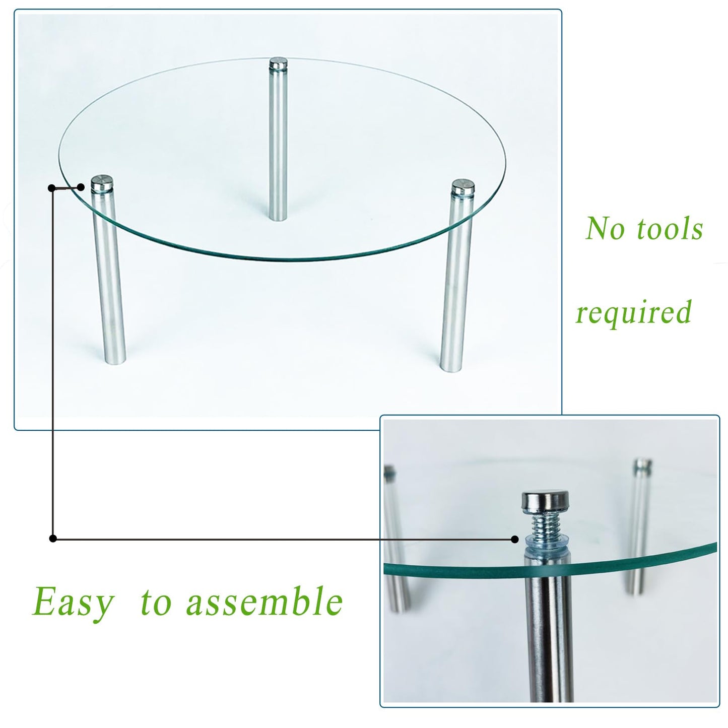 3 Piece Tempered Glass Display Stands Set, 3 Tier Clear Countertop Organizer Risers with Stainless Steel Legs, 9'' 11'' 13'' Round Display Shelves for Kitchen, Bathroom, Vanity and Retail Display