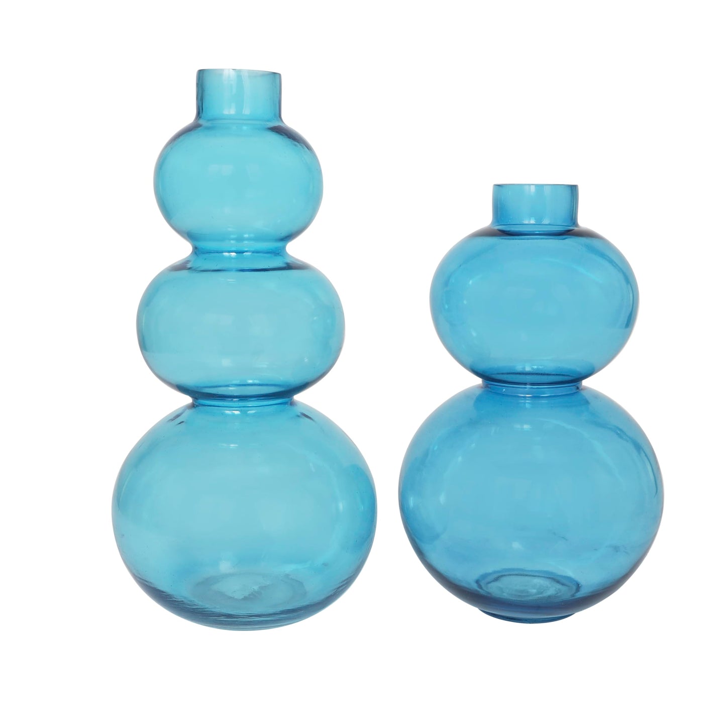 Deco 79 Glass Decorative Vase Bubble Centerpiece Vases with Various Sizes, Set of 2 Flower Vases for Home Decoration 14", 11" H, Blue