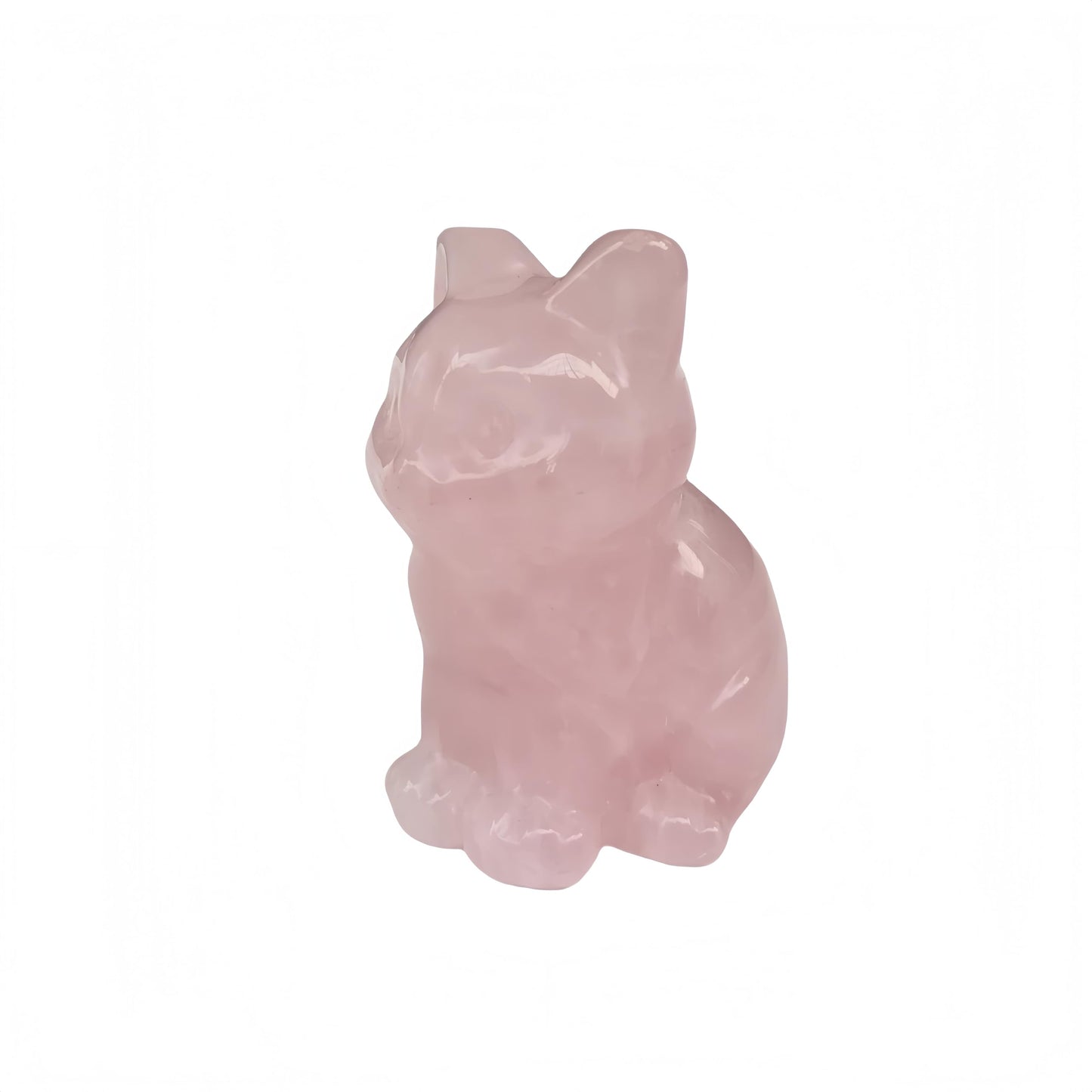 Bacatgem Natural Rose Quartz Big Faced Cat Crystals and Healing Stones Figures Collectibles,1.5 Inchs Hand Carved Gemstone Animal Sculpture Home Decor for Cat Lovers