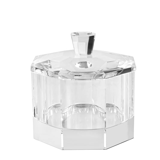 DONOUCLS Crystal Candy Dish with Lid Hand-Cut Home Decorative Jewelry Box/Jar W 5" x H 5" with Multi-faceted, Comes With Gift Box