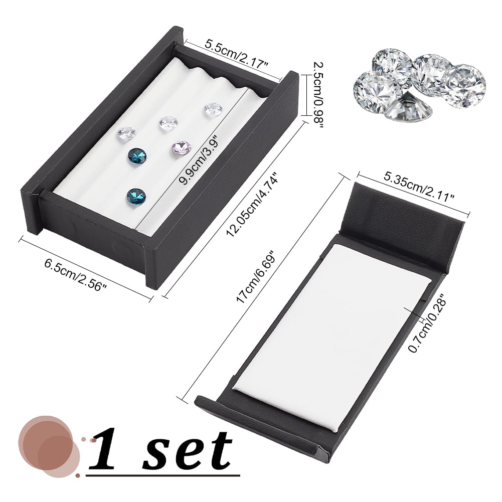 PH PandaHall Gems Storage Container 4 Slot Diamond Display Boxes Gemstone Jewelry Box Show Case Storage Box Holder with Lids and Velvet for Gems Coins Jewelry Displaying and Gift Packing