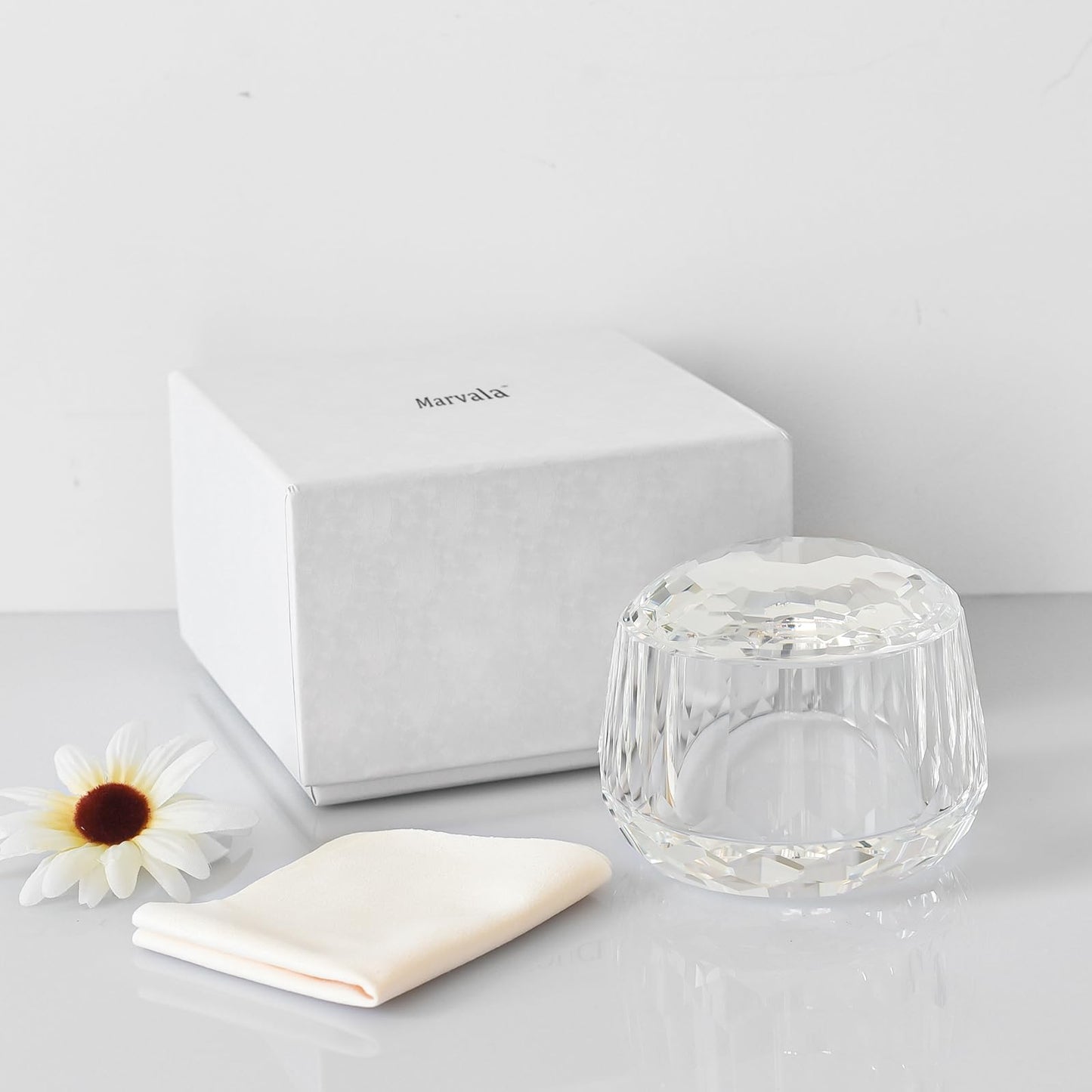Marvala Crystal Makeup Storage Jars with Lids, Clear Candy Containers, Airtight Cosmetic & Dessert Organizer Set, Elegant Gift Box Home Bathroom Kitchen Decor