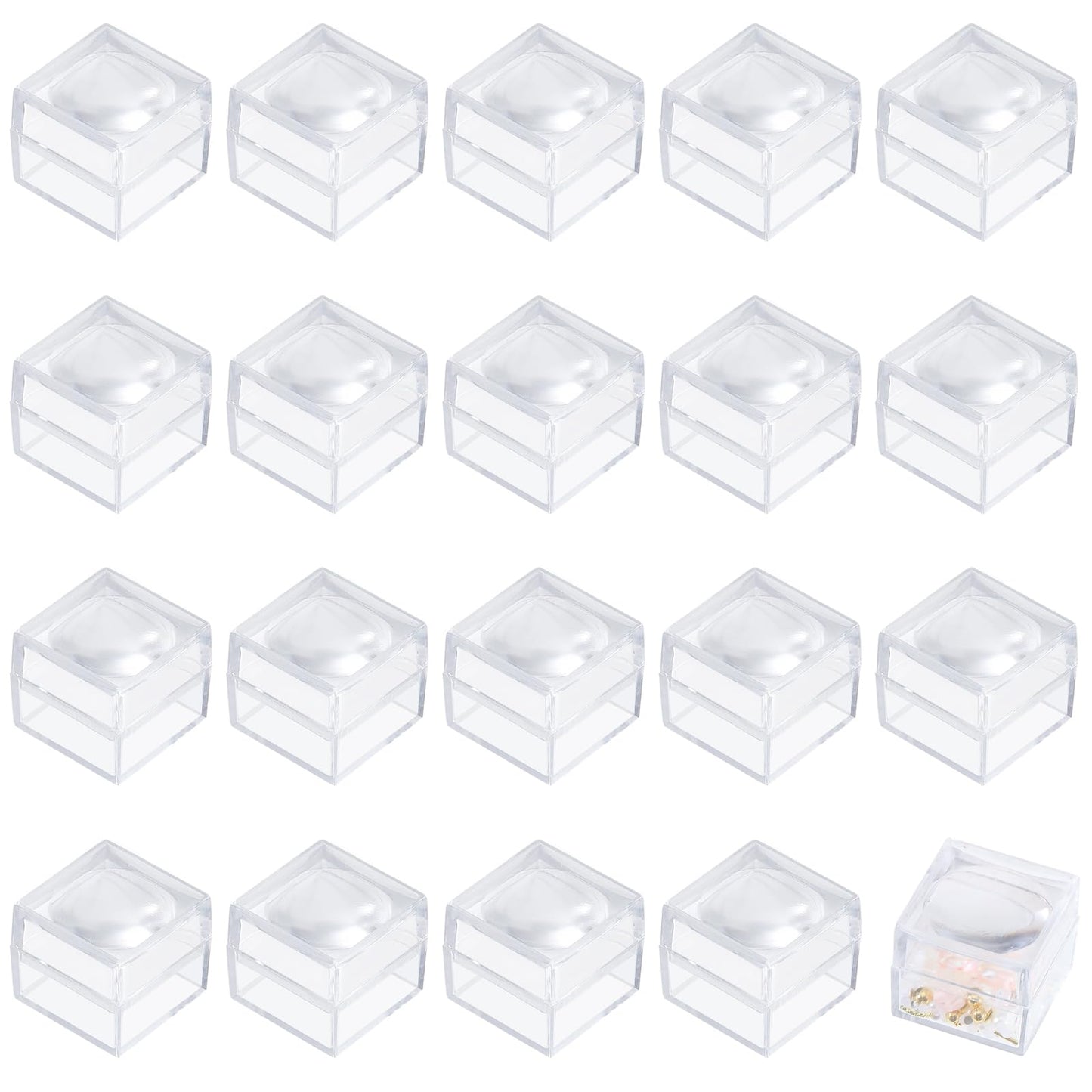 CHGCRAFT 20pcs Magnifying Display Box Diamond Gemstone Display Case Transparent Plastic Diamond Jewelry Boxes