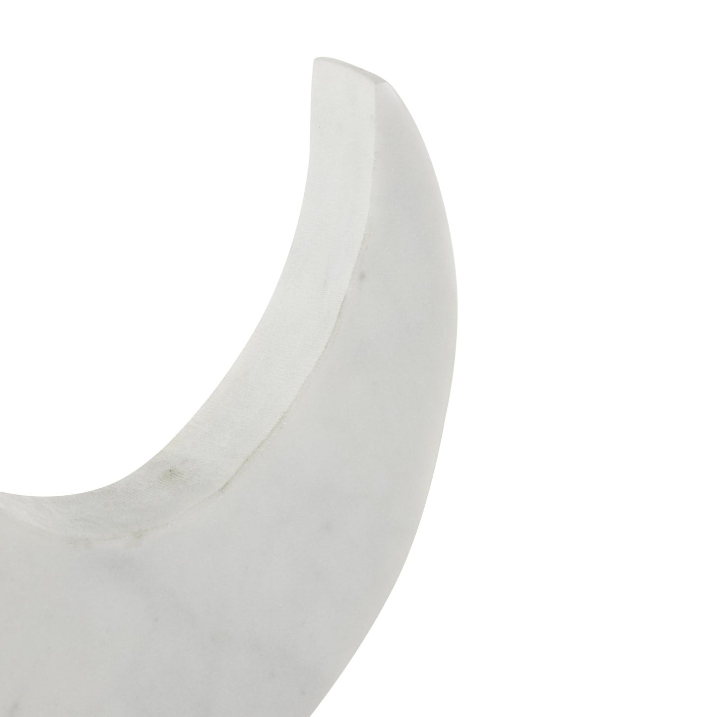 Deco 79 Marble Abstract Decorative Sculpture Curved Home Decor Statue with Black Block Base, Accent Figurine 6" x 2" x 13", White
