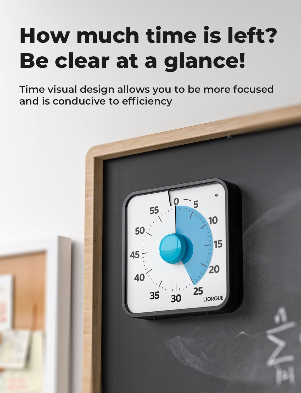 LIORQUE 60 Minute Visual Timer for Kids and Adults, Non-Ticking 7.5 Inch Large Visual Countdown Timers for Classroom Desk Countdown Clock with Magnetic Backing, Kids Pomodoro Timer Clock