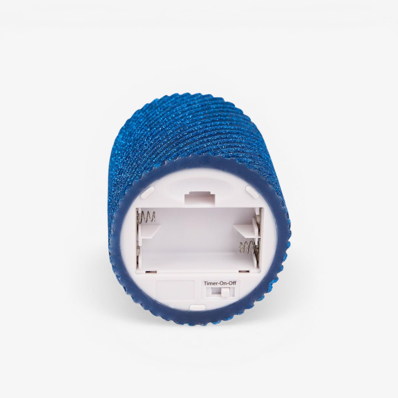 Luminara Glitter Ribbed Flameless Candle Moving Flame LED Pillar (Blue Opal, 4.5")