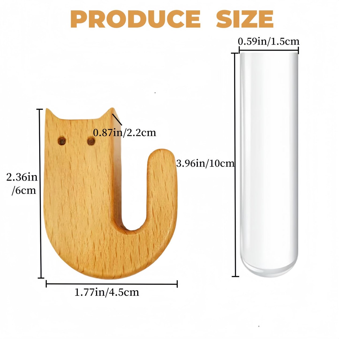Ghzchuang 2Pcs Cute mini Glass Tube Flower Vase Magnets - Cat Whisker Holder,Tiny vase Fridge Magnets,Wooden Magnetic Cute Flower Vase,Suitable for Fresh Flowers,Herbs and Various Green Plants