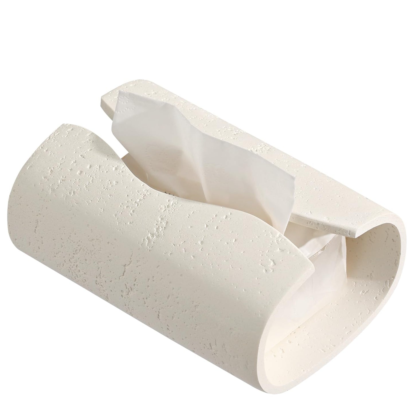 WUUAHOME Tissue Box Cover Rectangle, Travertine Stone Look, Cream