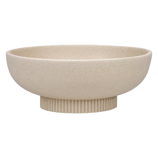 Deobath Large Resin Pedestal Decorative Bowl - Modern Handicraft Bowls for Home Decor - Fruit Bowl for Kitchen Counter - Key Bowl for Entryway Table,Artificial Stone Beige