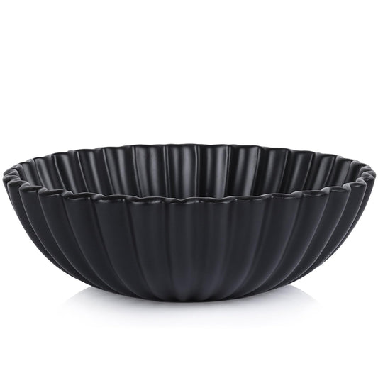 QIANLING Resin Large Black Decorative Bowl for Home Decor - Black Ruffle Fruit Bowl for Kitchen Counter Entryway or Coffee Table or Table Decor - Centerpiece Bowls for Keys, Fruit, Candy