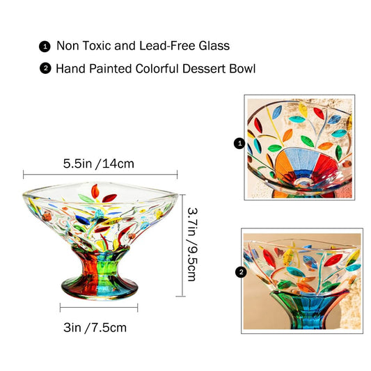 Leholao Decorative Candy Dish Crystal Bowl, Colorful Glass Christmas Candy Dish for Centerpieces Decor, Decorative Bowl for Candies, Painted Cu´