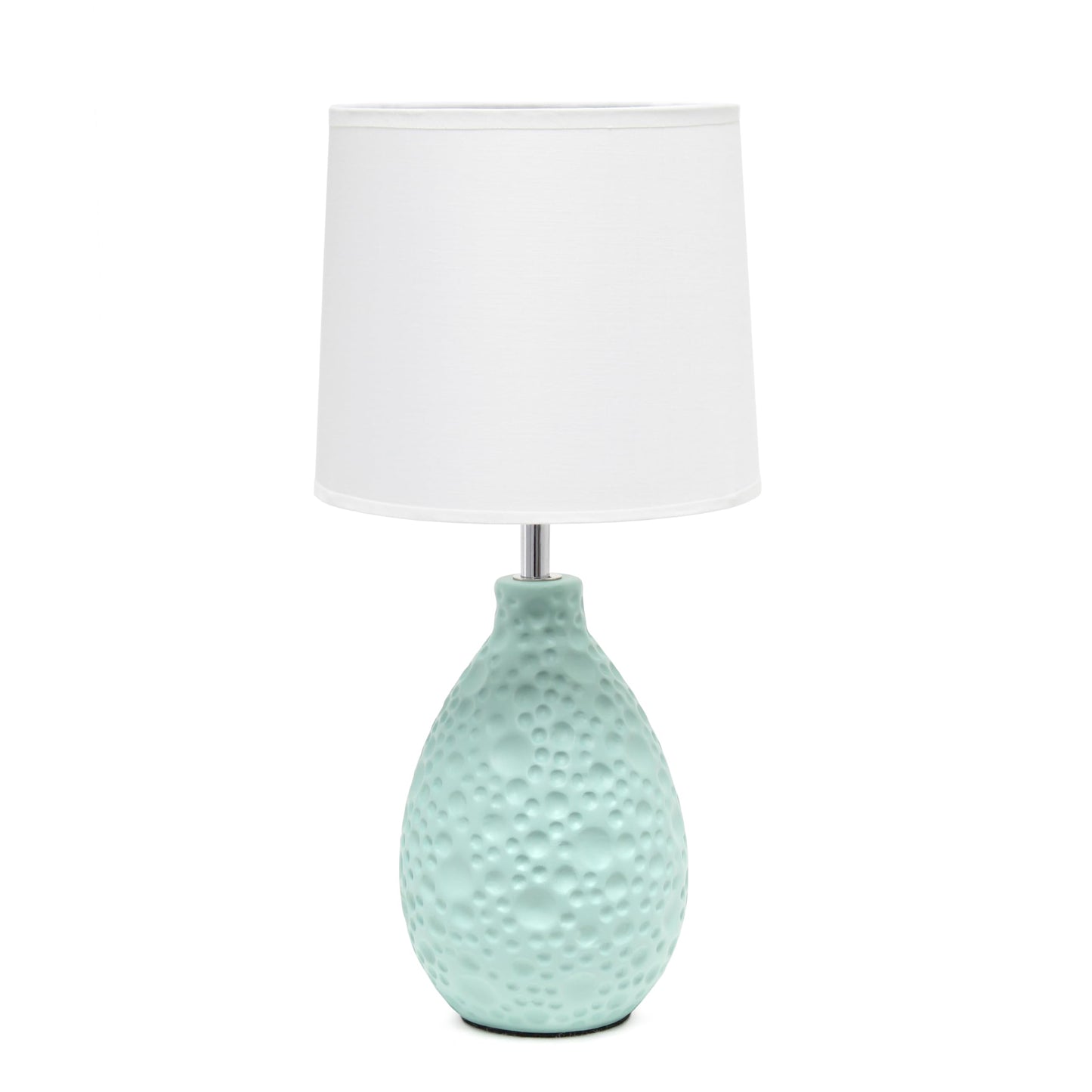 Simple Designs LT2003-BLU-LB 14.17" Textured Stucco Ceramic Oval Table Lamp with LED Bulb, Blue