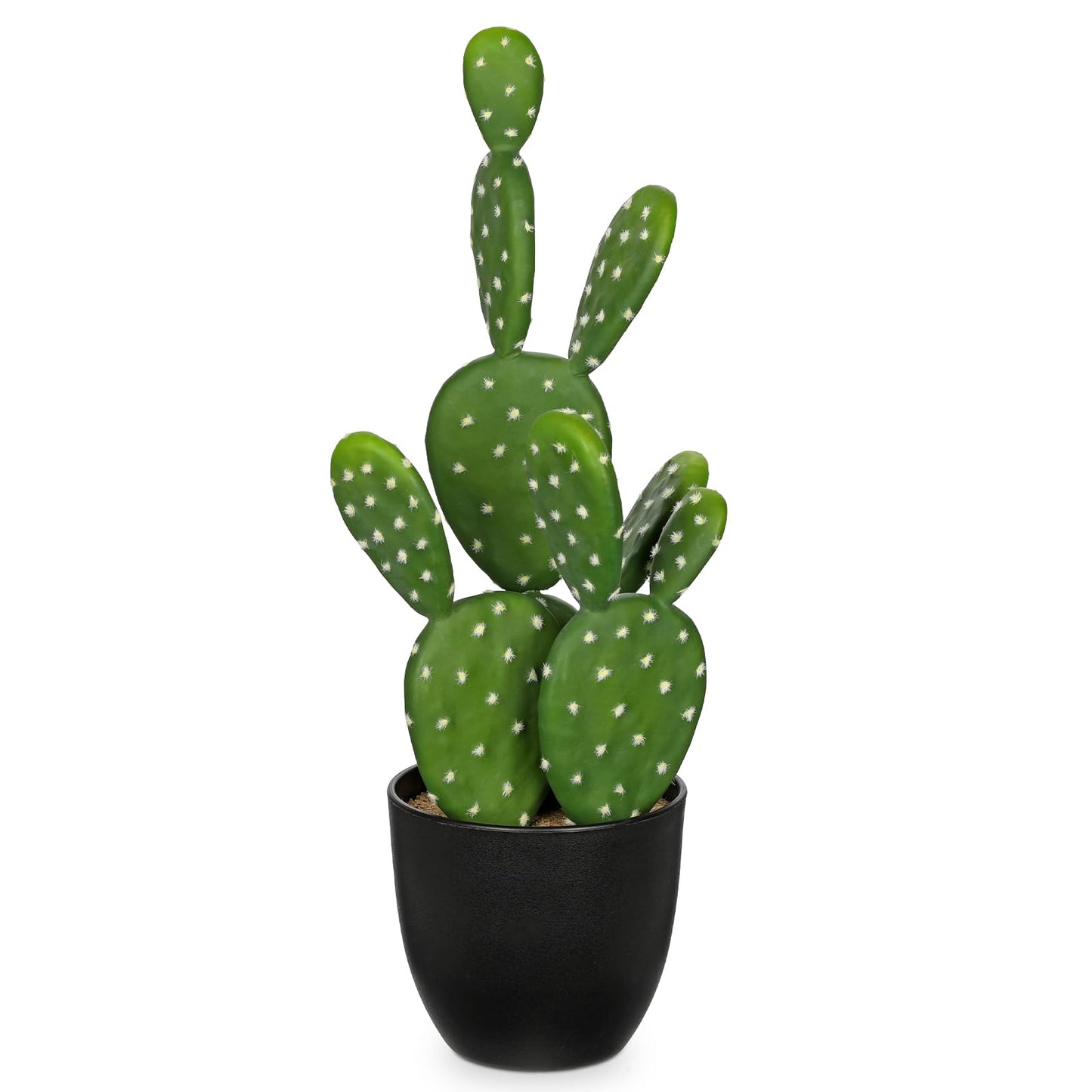 DILATATA 16.5" Small Fake Cactus Plant Potted 'Prickly Pear Cactus' Faux Cacti for Home Garden Office Decor Housewarming Gifts