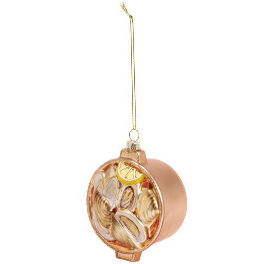 Primitives by Kathy Glass Clam Bake Ornament, 4.0-inch Diameter, Handpainted with Glitter Accents- Vintage Old World Style for Christmas and Coastal Beach Holiday Tree or Window Display