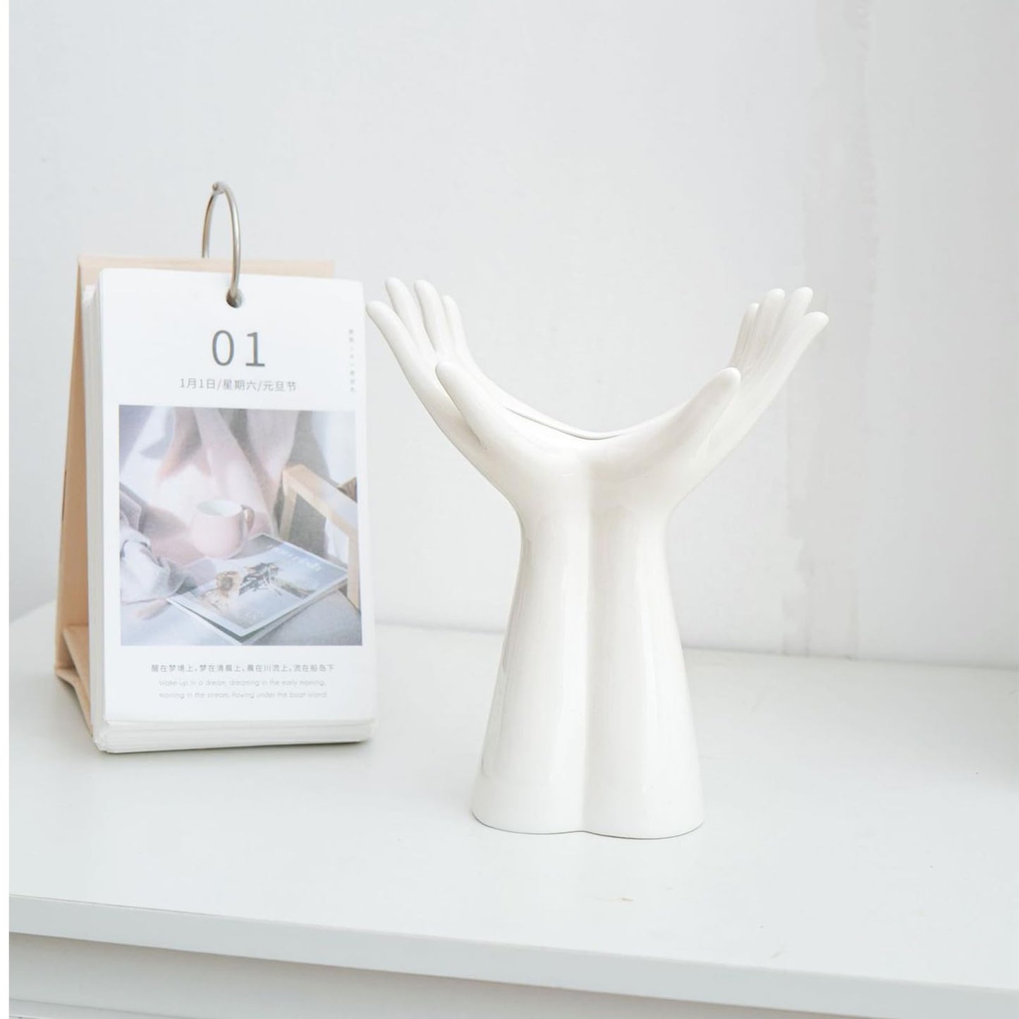 Romehaha Ceramic Hand Vase - Medium Sized Flower Vase for Shelves, Tables & Mantels - Elegant Hand Sculpture for Entryway, Living Room & Bookshelf Decor (Medium)