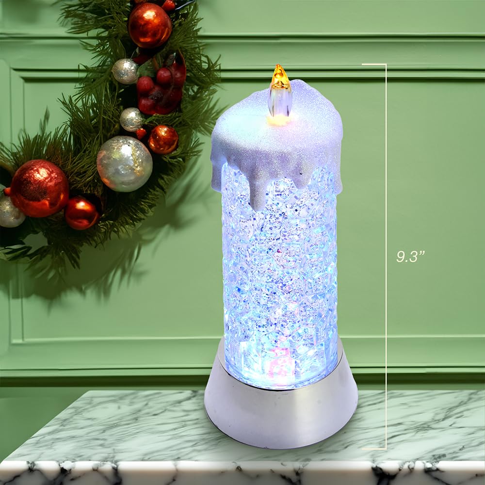 Kurt Adler 9.25-Inch Battery-Operated Color Changing Snowing Candle